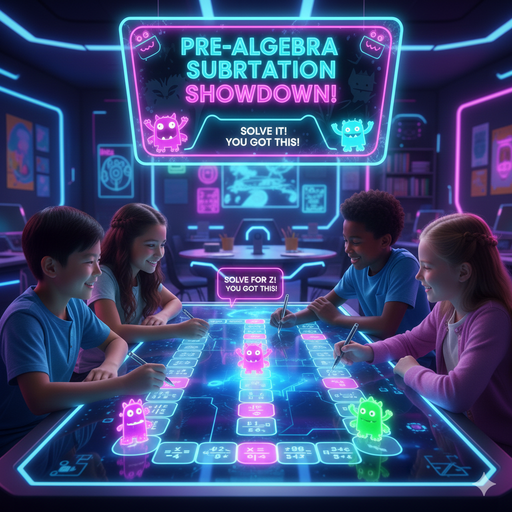 Pre algebra subtraction 2 game for 7th grade monster board game