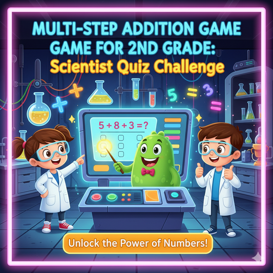 Addition in multi step operations game for 2nd grade scientist quiz game