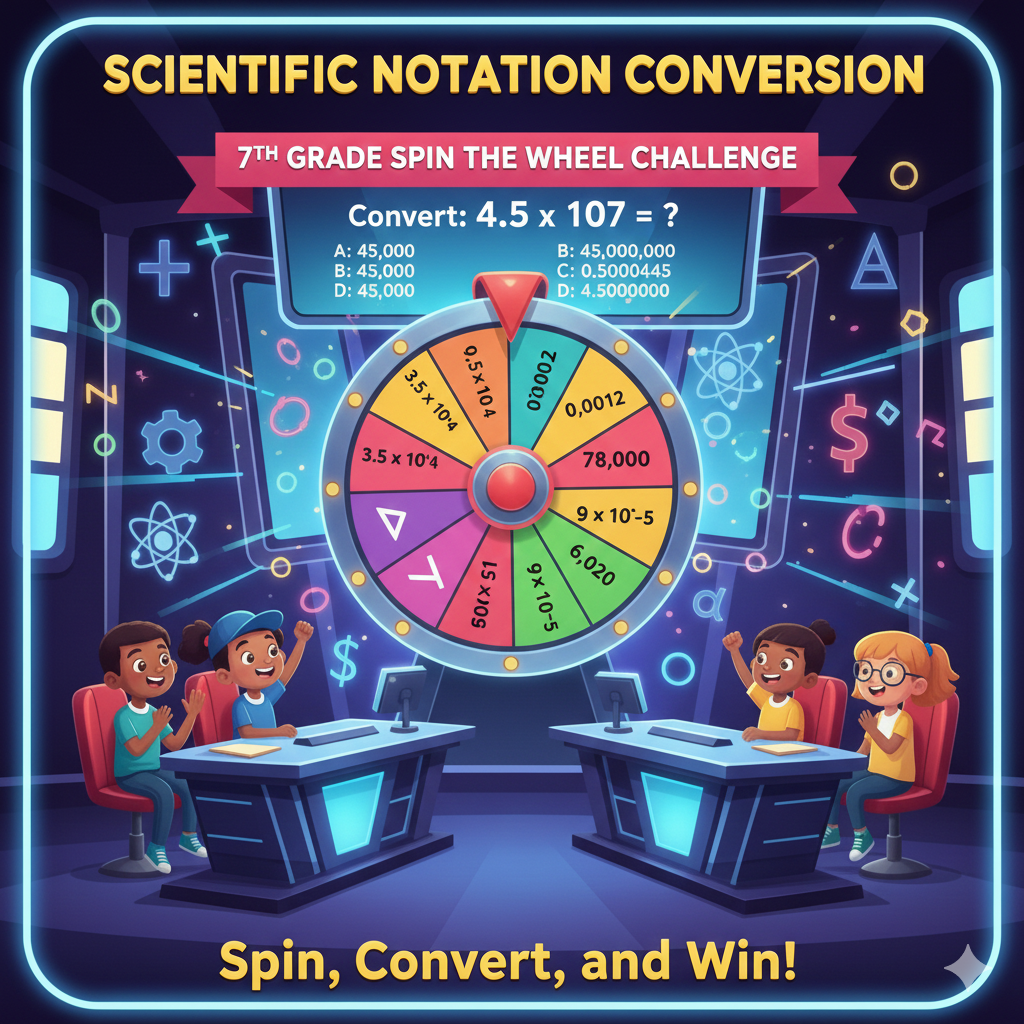 Converting between forms scientific notation game for 7th grade spin the wheel game