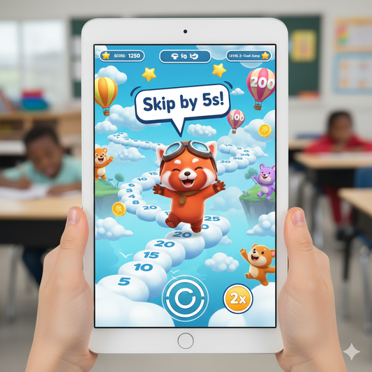 Mobile game on skip counting twos fives tens for 2nd grade