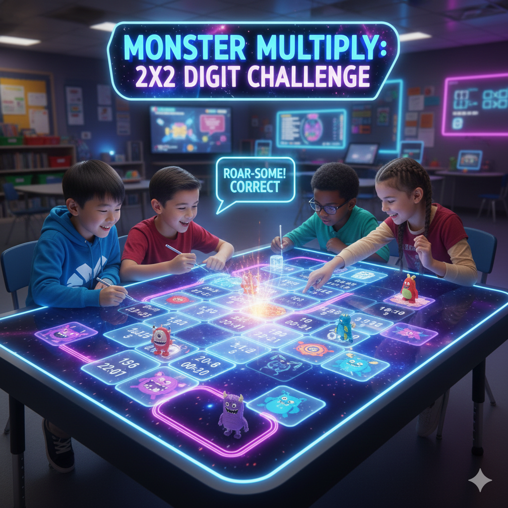 Multiply 2 by 2 digit numbers game for 4th grade monster board games
