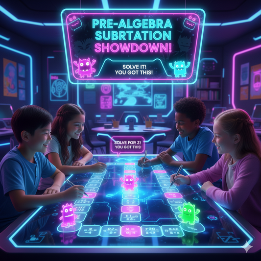 Pre algebra subtraction 2 game for 7th grade monster board game
